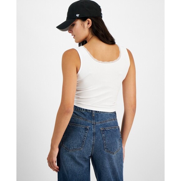 Planet Heart Juniors' Seamless Side-Tie Tank - Bright White, L - Picture 2 of 3